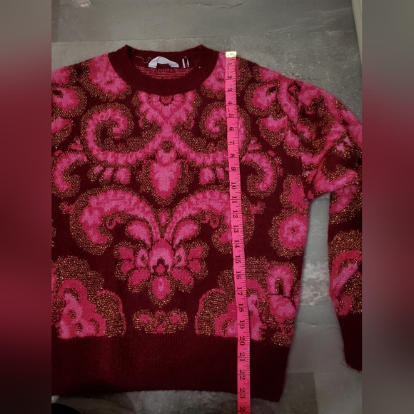 NAF NAF Paris Women's Pink, Burgundy. Metallic Touch. Knit Sweater. Size M. - Picture 10 of 10